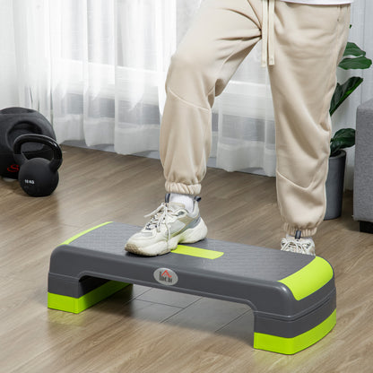 HOMCOM Plataforma Step Fitness Step de Aeróbico com Altura Ajustável de 10/15/20cm Plataforma de Exercício em Casa Ginásio Oficina Carga 150kg 78x28x20cm Verde e Cinza