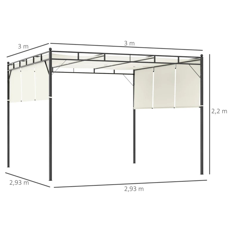 Pérgola de Jardim com Teto Retrátil em Aço - 3x3m