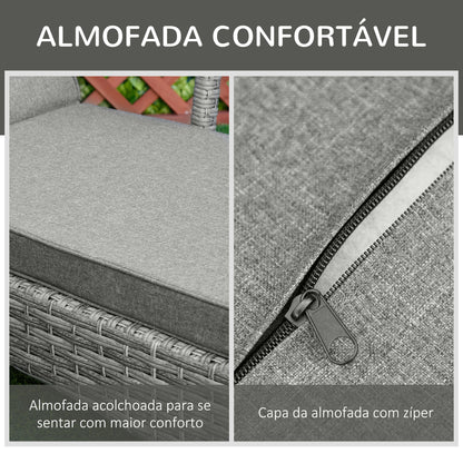 Outsunny Espreguiçadeira de Vime de Jardim Espreguiçadeira com Encosto Ajustável em 4 Posições Almofadas Acolchoadas e Capa Removível para Terraço Pátio Exterior 192x62,5x58-95cm Cinza