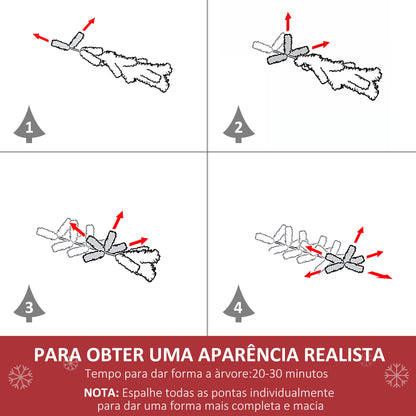 HOMCOM Árvore de Natal Artificial 150cm Ignífugo com 367 Ramos Folhas de PVC Base Dobrável e Suporte Metálico Decoração de Natal para Interiores Verde