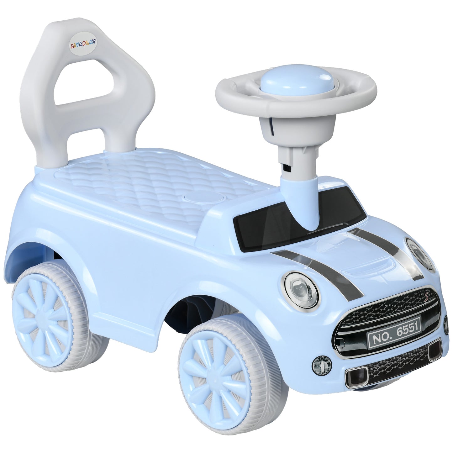 AIYAPLAY Carro Andador para Bebés de 18-36 Meses Carro Andador com Volante Buzina e Sistema Anti-Tombo Carga 25 kg 53x25x35 cm Azul Claro