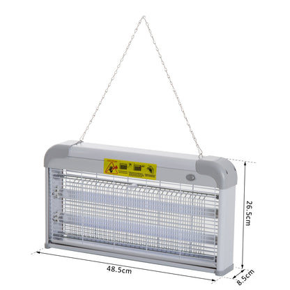 Outsunny Lâmpada Anti-Mosquitos Elétrica 30W Mata Mosquitos Elétrico Área 60 m² Seguro e Eficaz com Luz UV para Exterior e Interior 48,5x8,5x26,5cm Branco e Cinza