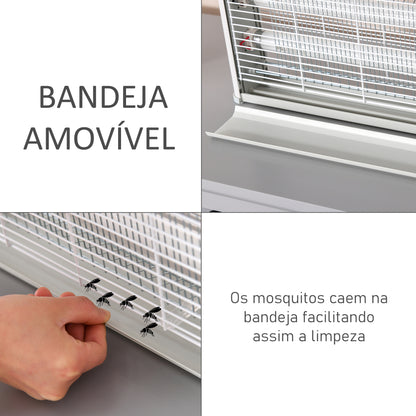 Outsunny Lâmpada Anti-Mosquitos Elétrica 30W Mata Mosquitos Elétrico Área 60 m² Seguro e Eficaz com Luz UV para Exterior e Interior 48,5x8,5x26,5cm Branco e Cinza