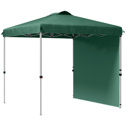 Outsunny Tenda Dobrável 2,5x2,5 m Altura Ajustável Tenda de Jardim com 1 Parede Lateral Teto com Ventilação e Bolsa de Transporte para Acampamento Festas Verde