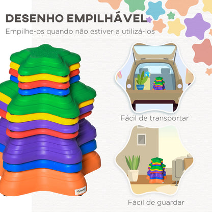 Outsunny Jogo de Equilíbrio para Crianças Empilháveis Blocos de Equilíbrio Antiderrapantes Forma de Estrela do Mar 11 Peças para Coordenação e Desemvolvimento do Equilíbrio Interior Exterior Multicor