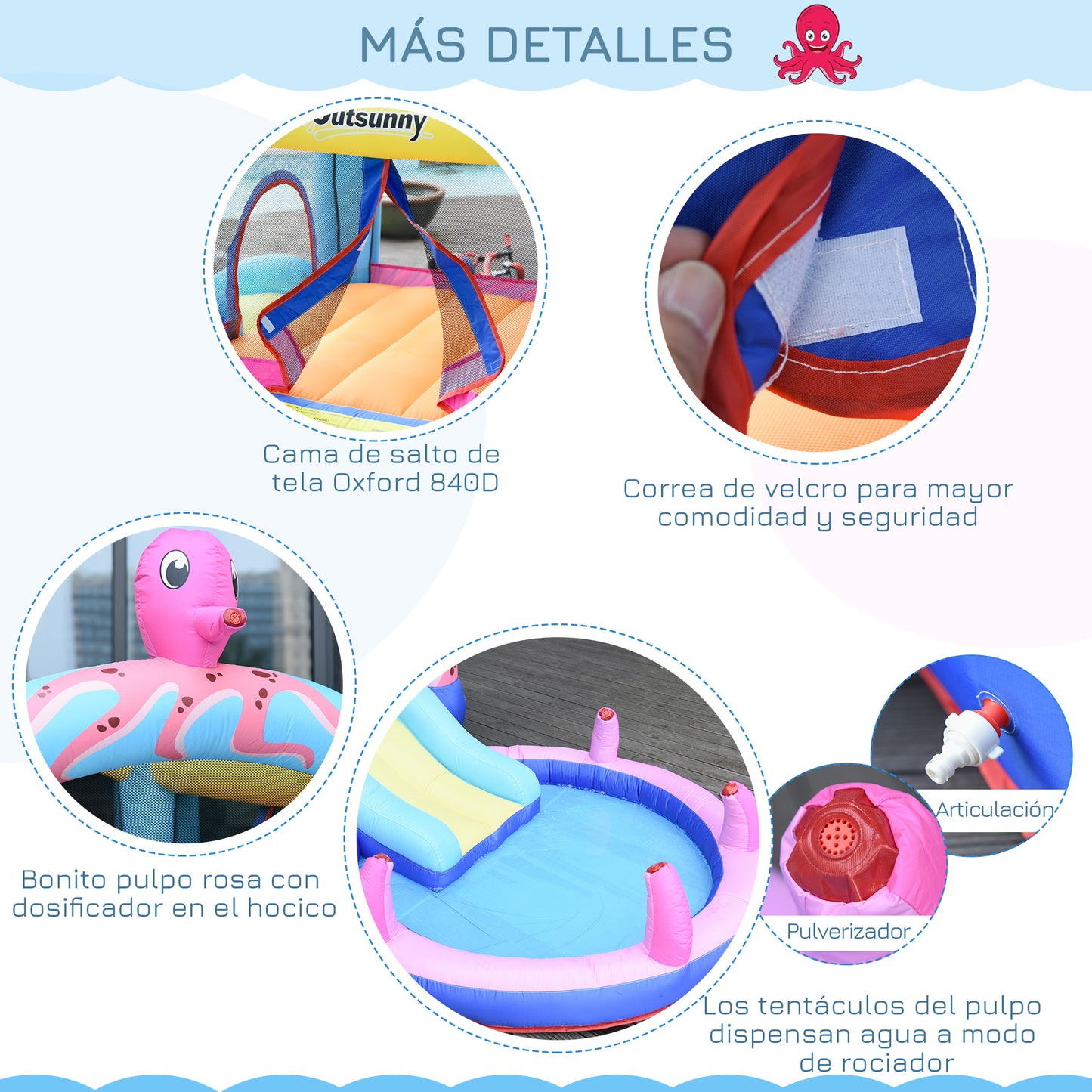 Outsunny Castelo Insuflável com Escorrega Trampolim e Piscina para Crianças acima de 3 Anos Inclui Insuflador e Bolsa de Transporte para Interior e Exterior 360x175x180cm Multicor