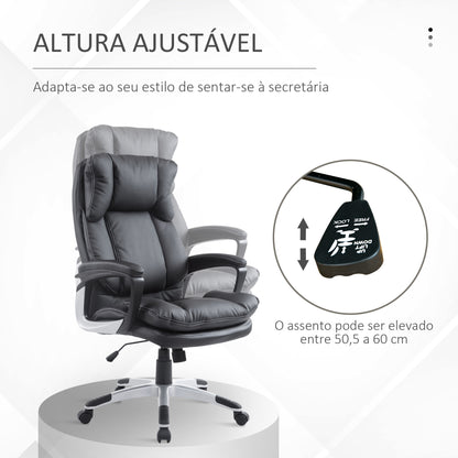 Cadeira de Escritório Giratória Cadeira de Escritório Ergonómica com 5 Rodas Apoio para os Braços e Altura Ajustável 66x71x110-120,5 cm Preto