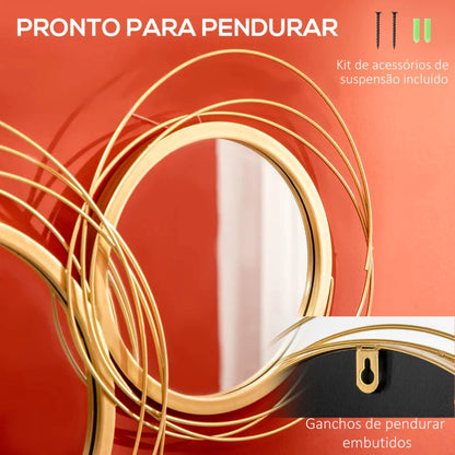 Conjunto de 4 Espelhos de Parede Belle com efeito 3D Dourado - Design Moderno