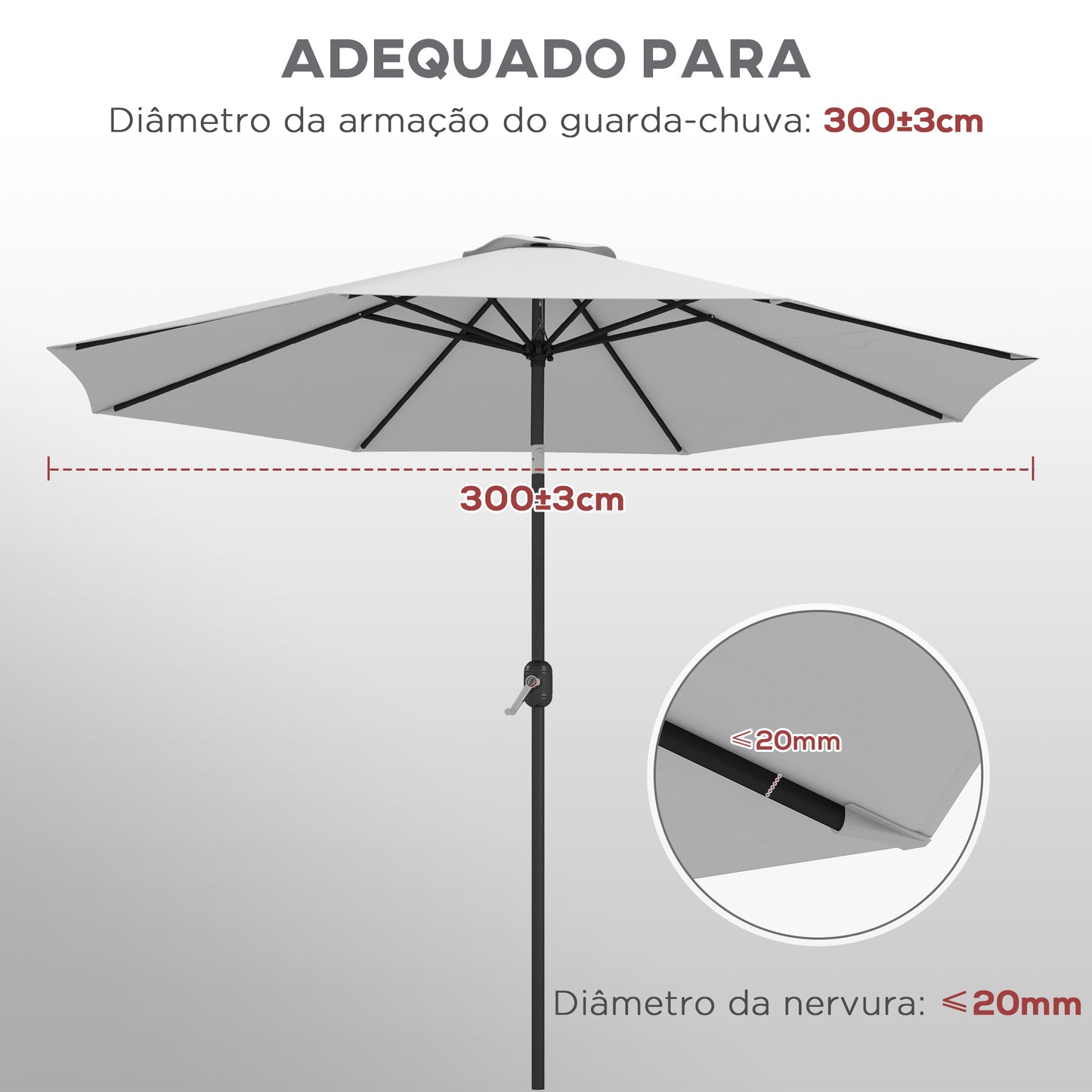 Outsunny Toldo de Substituição para Chapéu de Sol de 3 m Toldo de Substituição para Chapéu de Sol de Pátio com Ventilação Superior para Exterior Branco