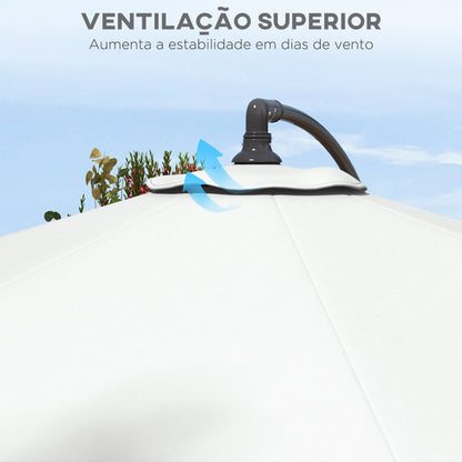 Outsunny Toldo de Substituição para Chapéu de Sol de 3 m Toldo de Substituição para Chapéu de Sol de Pátio com Ventilação Superior para Exterior Branco