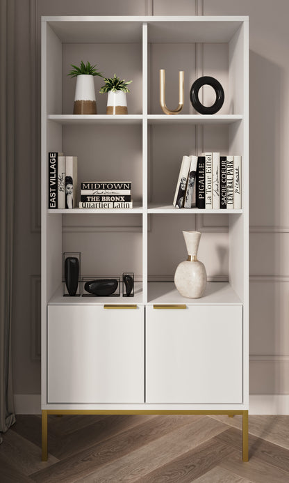 Estante "AUSTIN" - 40×80×171,3 cm - Branco e Dourado - Design Moderno