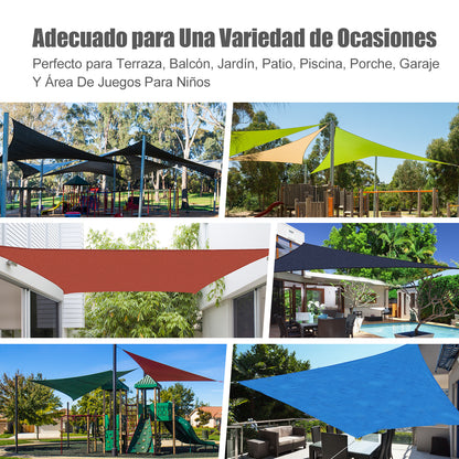 Outsunny Vela de Sombra Retangular 4x6 m Toldo Vela de HDPE com Proteção UV Aneis em Forma de D e Cordas para Jardim Pátio Piscina Areia