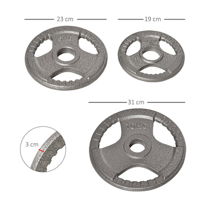 HOMCOM Conjunto de 6 Discos de Peso 35kg Discos Olimpicos com Orifício Central de Ø5,4cm para Treinamento em Casa Academia Prata