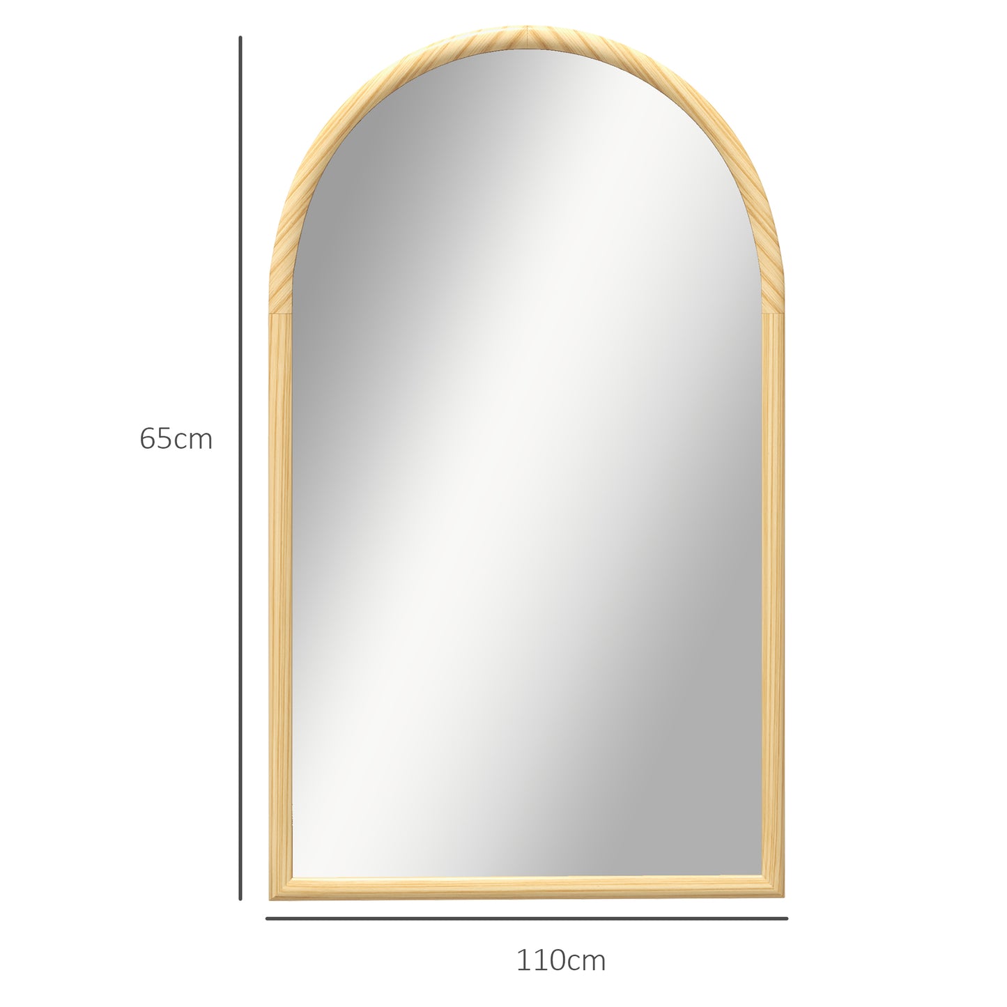 HOMCOM Espelho de Parede 65x110 cm Espelho de Entrada com Estrutura de Madeira em Forma de Janela Espelho Decorativo para Sala de Estar Dormitório Entrada Madeira