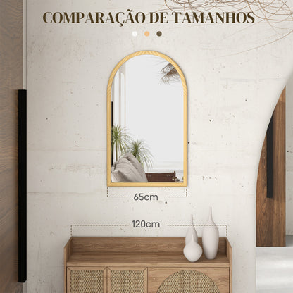 HOMCOM Espelho de Parede 65x110 cm Espelho de Entrada com Estrutura de Madeira em Forma de Janela Espelho Decorativo para Sala de Estar Dormitório Entrada Madeira