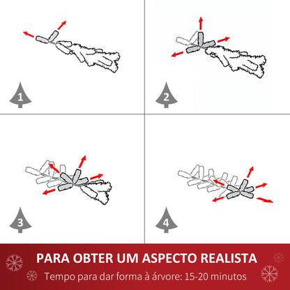 HOMCOM Árvore de Natal Artificial Ø75x180cm com 630 Ramas e 37 Pinhas Folhas de PVC Base Dobrável e Suporte Metálico Decoração de Natal para Interiores Verde