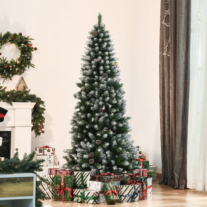 HOMCOM Árvore de Natal Artificial Ø75x180cm com 630 Ramas e 37 Pinhas Folhas de PVC Base Dobrável e Suporte Metálico Decoração de Natal para Interiores Verde