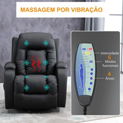 Poltrona de Massagens River Reclinável com Função de Vibração e Aquecimento - Design Moderno