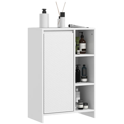 HOMCOM Móvel Auxiliar de Casa de Banho Armário Casa de Banho com Prateleiras Abertas Porta e Prateleira Ajustável para Sala de Estar Dormitório 53x30x80 cm Branco