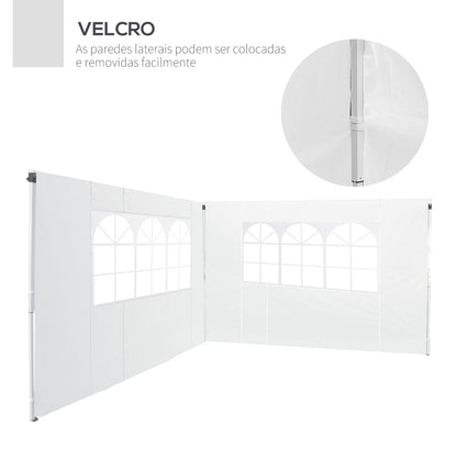 Outsunny 2 Paredes Laterais para Tenda 3x2 m Parede Lateral de Tecido Oxford com 2 Janelas Apto para tendas 3x3 m e 3x6 m Branco