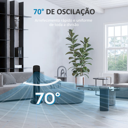 HOMCOM Ventoinha de Coluna 45W Ventoinha de Coluna Silenciosa com 3 Velocidades e Oscilação 70° para Sala Quarto Escritório Ø27x75 cm Preto