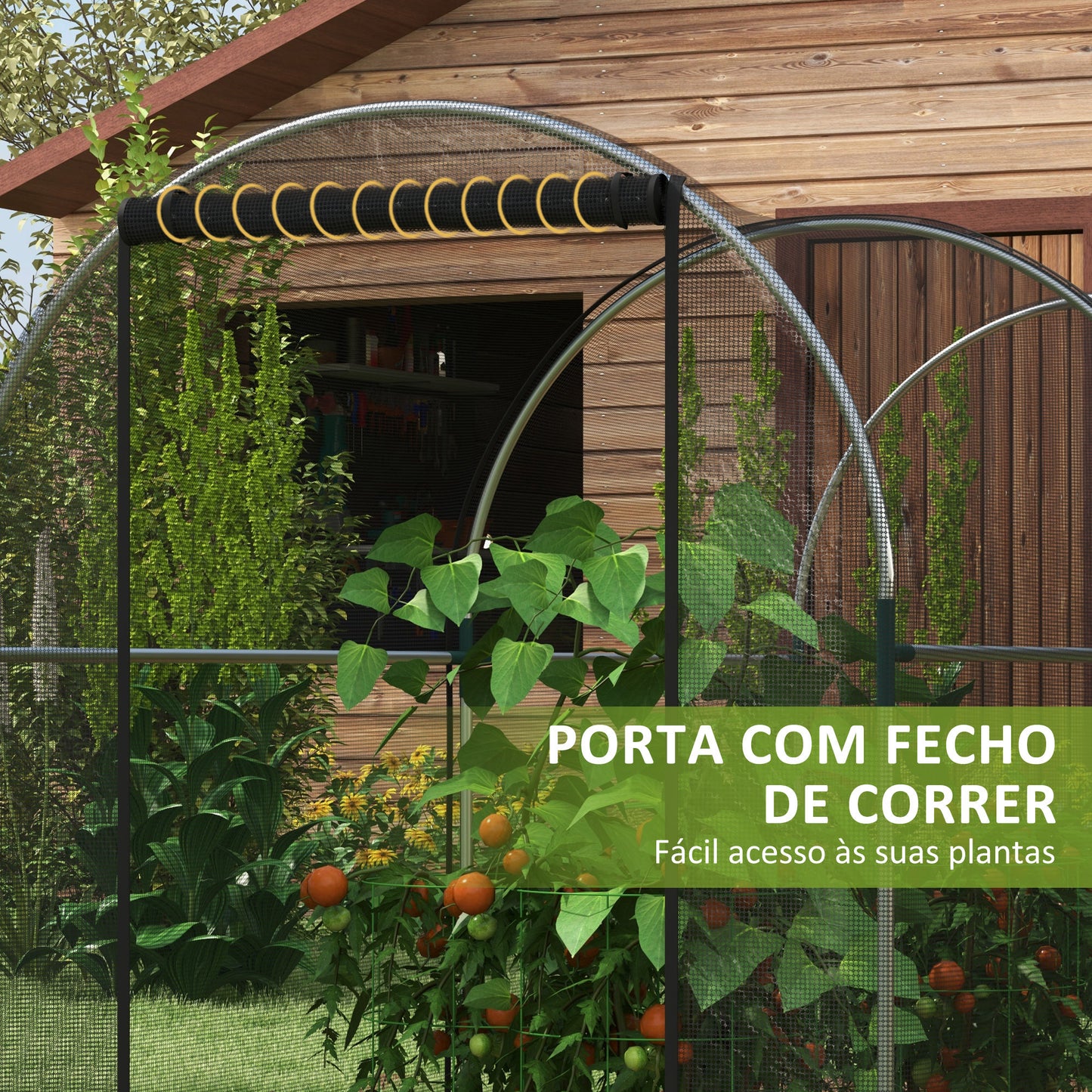 Outsunny Estufa de Cultivo Estufa de Proteção com Suportes Porta com Fecho de Correr e Anti-UV para Proteger as Plantas no Jardim Terraço Pátio 120x300x146 cm Preto