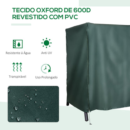 Outsunny Capa para Móveis de Jardim Capa Protetora para Baloiços de Exterior com Zíper 177x114x152cm Verde