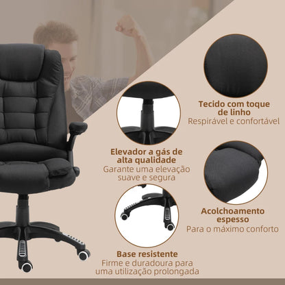 Cadeira de Escritório Urnit Reclinável com 6 Pontos de Massagem e Aquecimento - Preto - Design Moderno