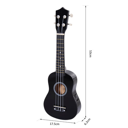 HOMCOM Ukelele 21 Polegada Iniciação Soprano Ukelele para Iniciantes Concerto Ukelele Cordas Havaianas Aquila Nylon Material Madeira