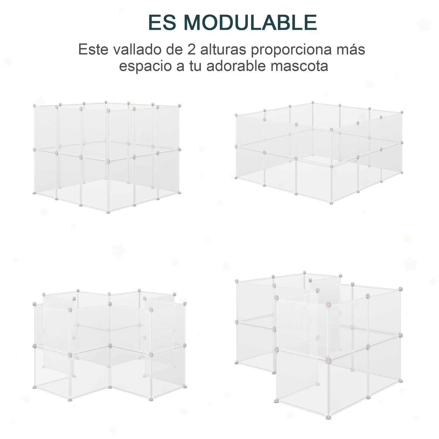 Recinto para Pequenos Animais Recinto Modular de Metal com 12 Painéis e 24 Conectores para Coelhos Porquinhos da Índia 105x105x45 cm Branco