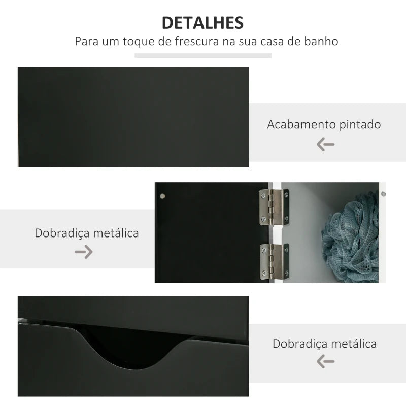 Armário Alto Daf de Casa de Banho - Preto e Branco - Design Nórdico