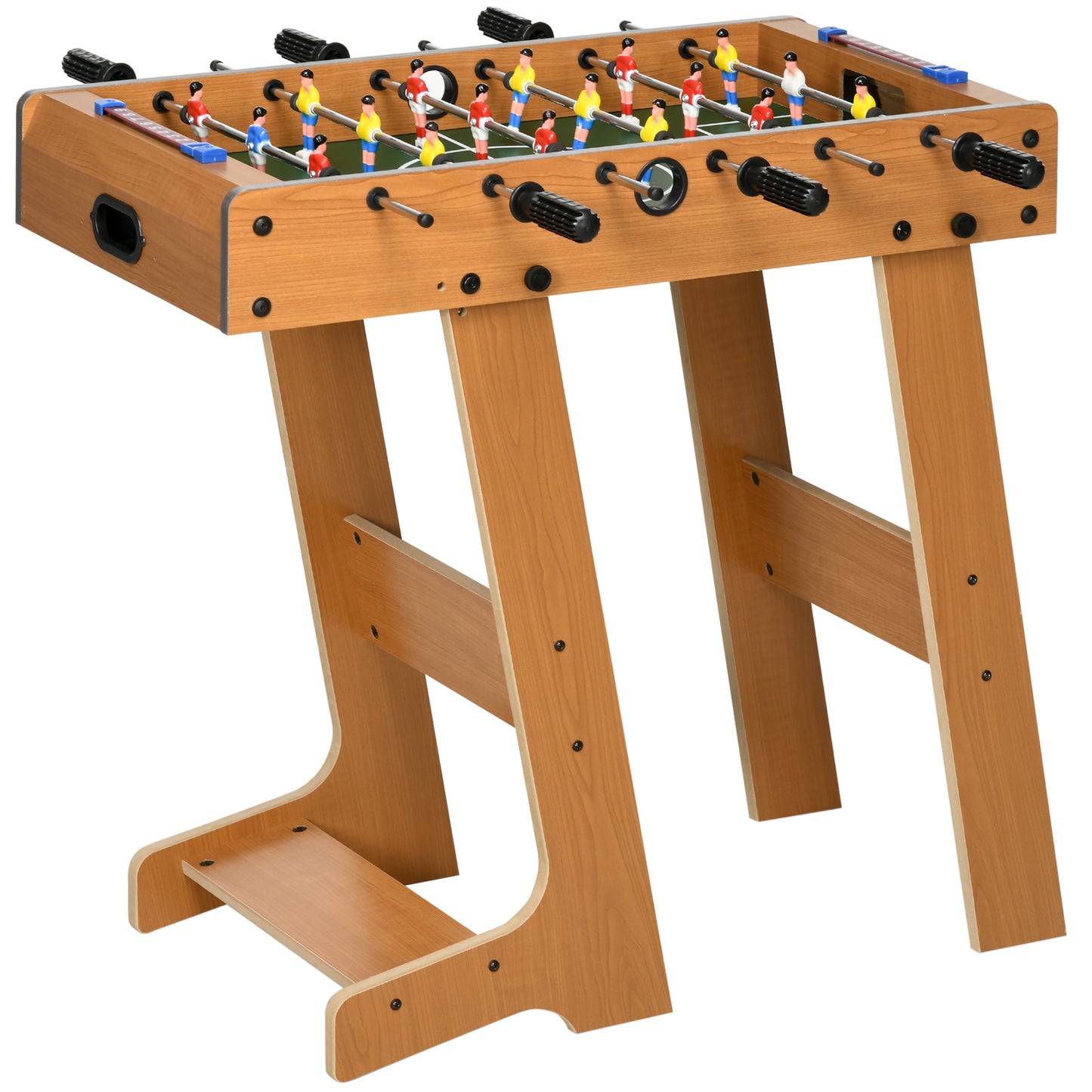 HOMCOM Mesa de Matraquilho para Crianças e Adultos Matraquilho 69x37x70cm com 2 Bolas 6 Hastes Metálicas 2 Placares de Pontos 18 Jogadores Pés Dobrável para Familias Festas Madeira