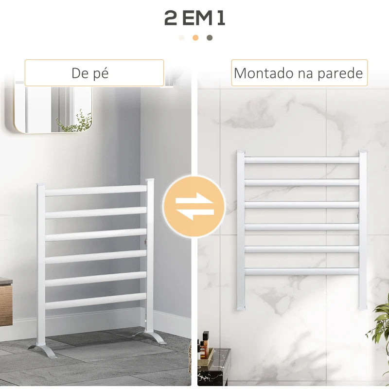 Toalheiro Elétrico de Pé/Parede com 6 Barras de Aquecimento e Temporizador - 140 W