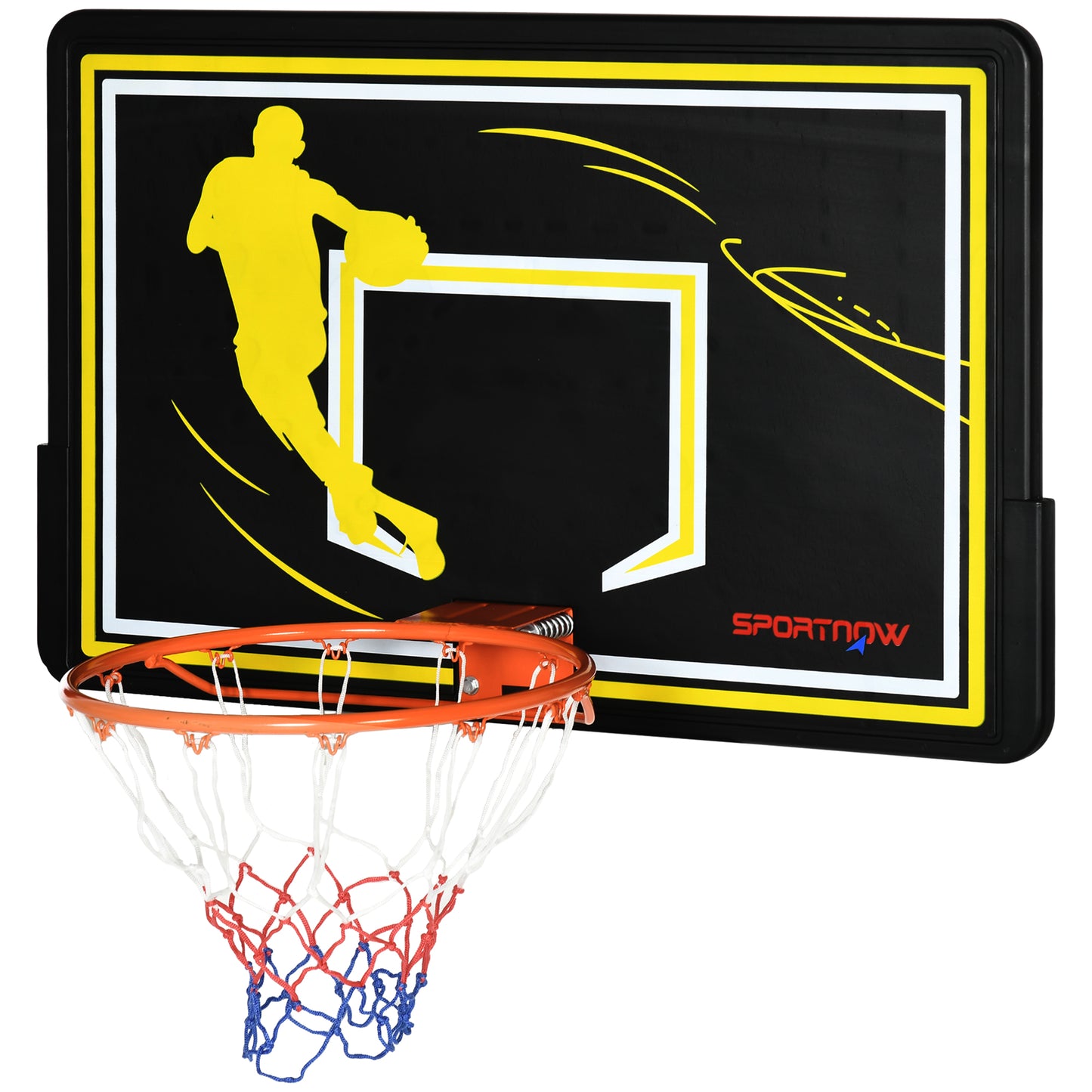 SPORTNOW Tabela de Basquetebol de Parede para Interior Exterior Tabela de Basquetebol para Adultos 110x90x70 cm Preto e Amarelo