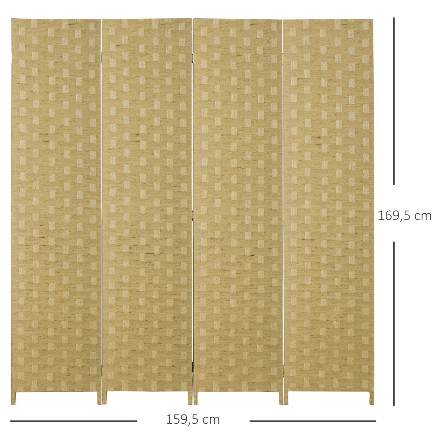 HOMCOM Biombo Separador de Ambientes de 4 Painéis 159,5x169,5cm Divisor de Ambientes Dobrável de Corda de Papel Decoração Elegante para Dormitório Sala de Estar Marrom