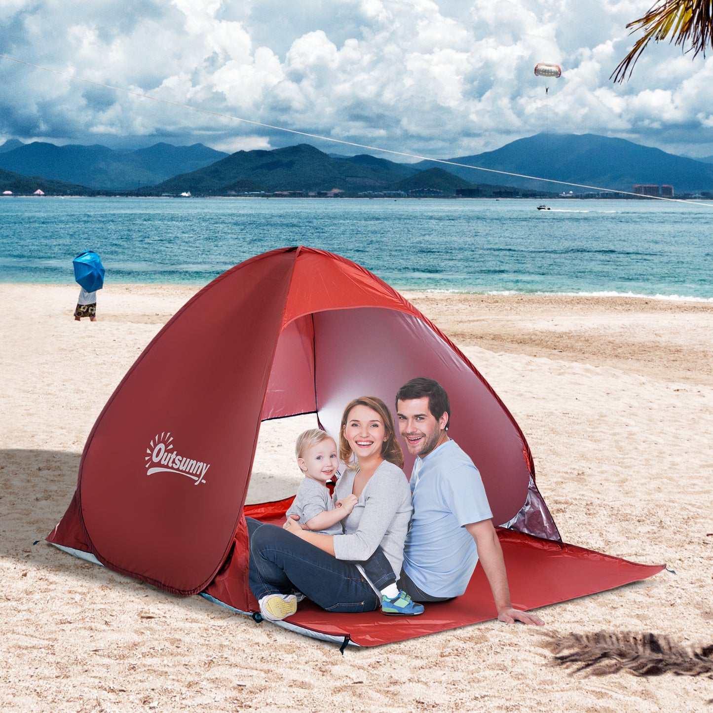 Outsunny Tenda Pop-up Instantâneo e Portátil com Janelas Protetoras para Piquenique, Praia e Camping com Proteção UV