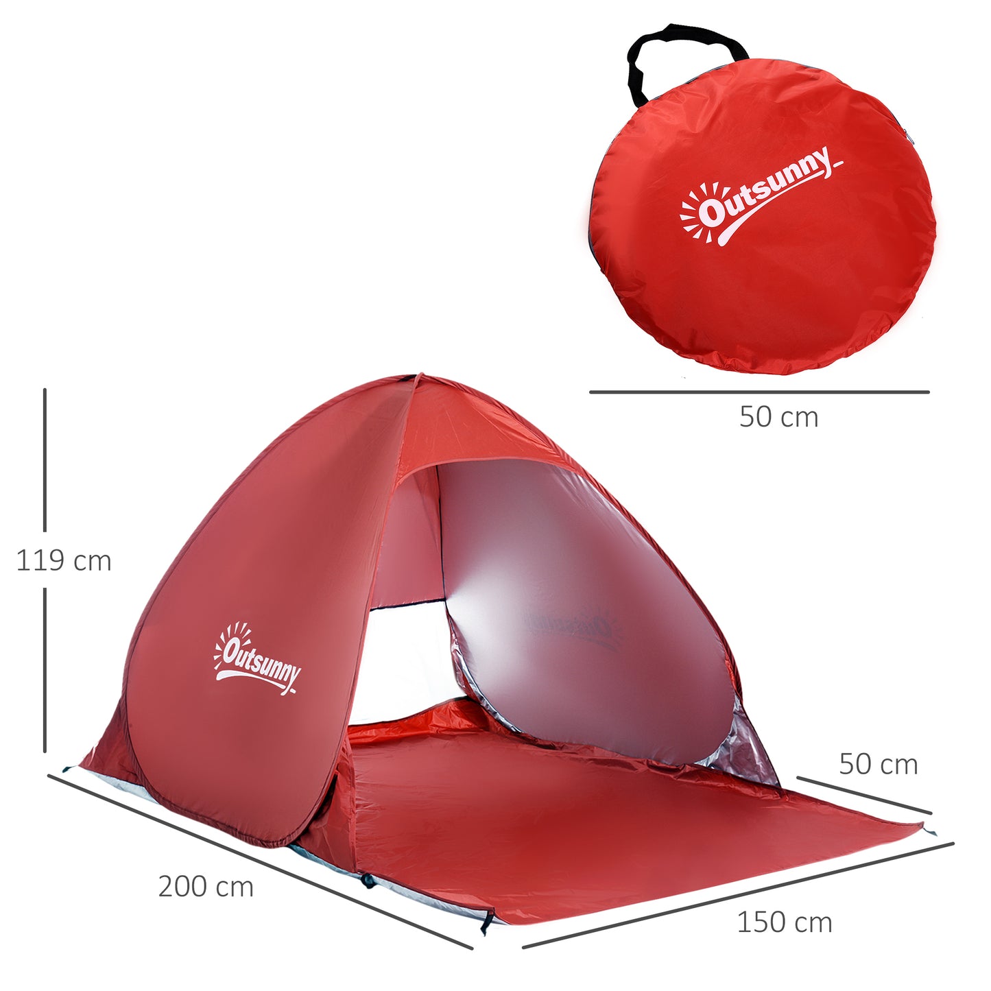 Outsunny Tenda Pop-up Instantâneo e Portátil com Janelas Protetoras para Piquenique, Praia e Camping com Proteção UV