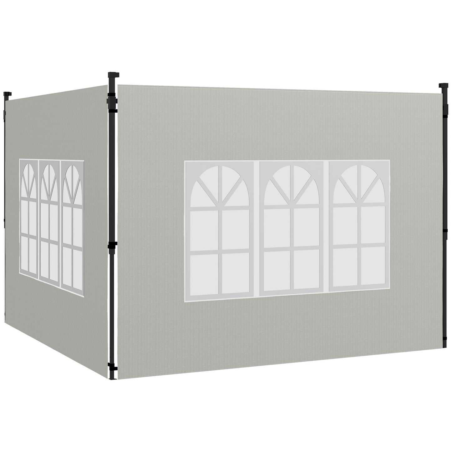 Outsunny Conjunto de 2 Paredes Laterais para Tendas de 3x3m e 3x6m Paredes Laterais para Tendas com Janelas Transparentes 293x193cm Branco