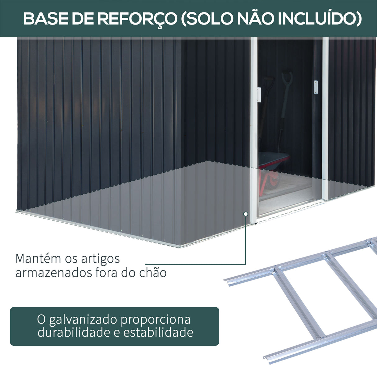 Outsunny Abrigo de Jardim Exterior Abrigo e Jardim Metálico para Armazenamento de Ferramentas com Base Incluída e 4 Janelas 277x195x192cm Cinza Escuro