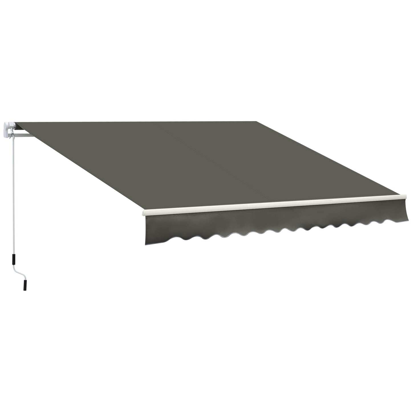 Outsunny Toldo Manual Retrátil 350x250 cm Toldo para Varanda com Manivela de Metal Impermeável e Anti-UV Toldo Enrolável de Exterior para Jardim Terraço Janelas Cinza