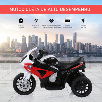 Mota Elétrica BMW para Crianças entre 18-36 Meses 6V com Faróis Música e Velocidade Máx. de 2,5 km/h 66x37x44 cm Vermelho