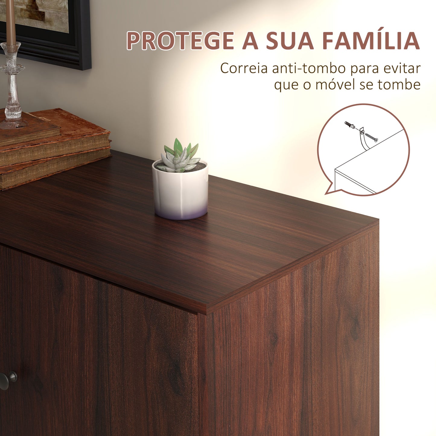 Aparador para Sala de Estar - Buffet Moderno com 2 Portas e 3 Gavetas