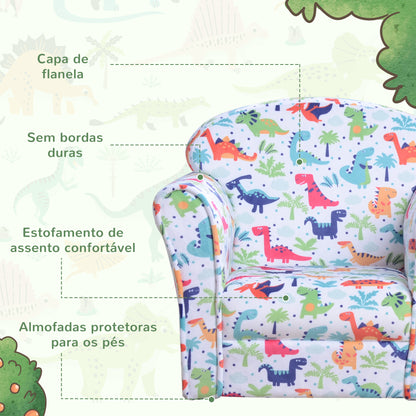 HOMCOM Poltrona para Crianças acima de 3 Anos com Desenhos de Foguete Estrutura de Madeira e Estofado em Flanela 50x39x44 cm Multicor