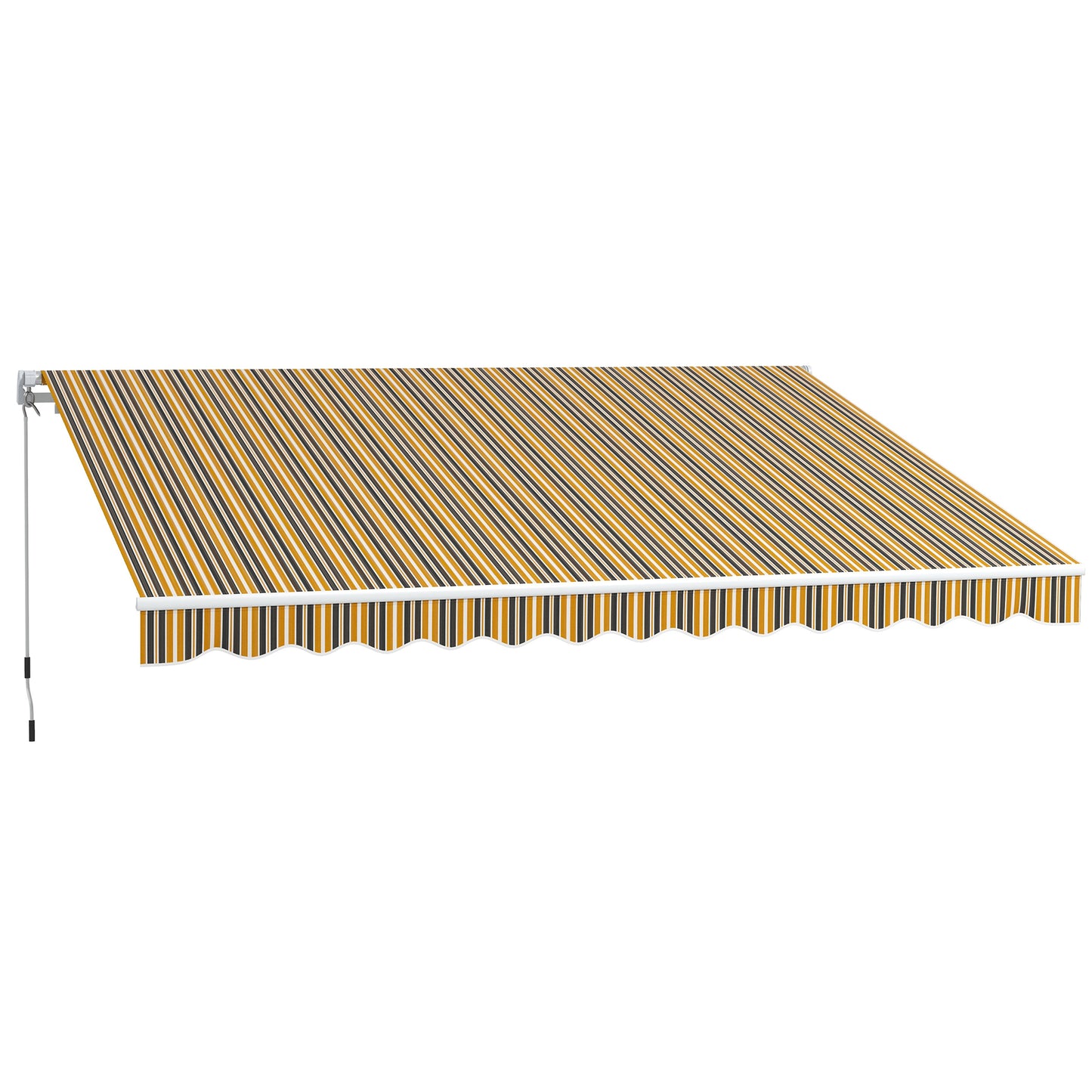 Outsunny Toldo Manual Retrátil 350x250 cm Toldo para Varanda com Manivela de Metal Impermeável e Anti-UV Toldo Enrolável de Exterior para Jardim Terraço Janelas Cinza e Amarelo