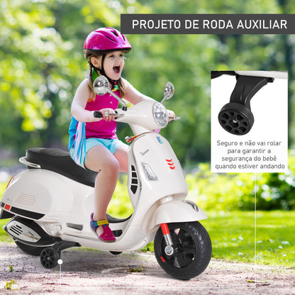 Scooter Elétrico para crianças com USB MP3 Luz para Crianças de a partir de 3 anos com USB MP3 Carga 25 kg Branco