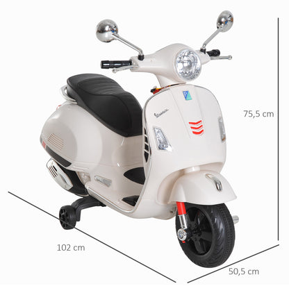 Scooter Elétrico para crianças com USB MP3 Luz para Crianças de a partir de 3 anos com USB MP3 Carga 25 kg Branco