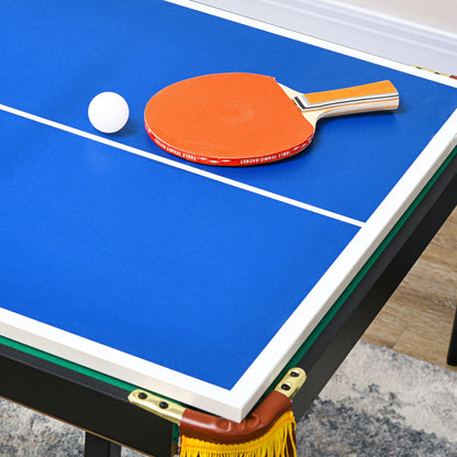 SPORTNOW 2 em 1 Mesa Multijogos para Crianças de 6+ Anos Mesa de Bilhar e Ping Pong Dobrável com Altura Ajustável e Acessórios 140x63x60-80 cm Multicolor