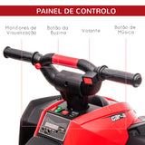 HOMCOM Quadriciclo Elétrico para Crianças de 3-5 Anos Veículo Eléctrico a Bateria 12V com 2 Motores Farol Música Velocidade Ajustável Avançar e Retroceder 83x53x55,5cm Vermelho