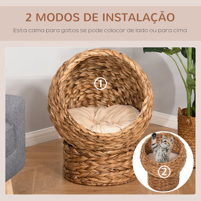 PawHut Cama destacável para gatos casa para animais de estimação Menos de 5 kg Design moderno Almofada macia e quente 42x33x52cm