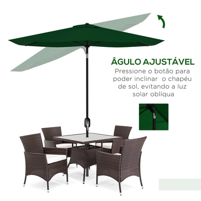 Outsunny Chapéu de Sol de Jardim 300x200x248 cm Proteção UV50+ Chapéu de Sol de Alumínio Inclinável com Teto de Ventilação e Manivela para Terraço Varanda Exterior Verde